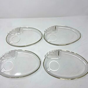 Set of 4 Vintage 1950's Clear Glass "Serve a snack" Plates Hocking Glass Co